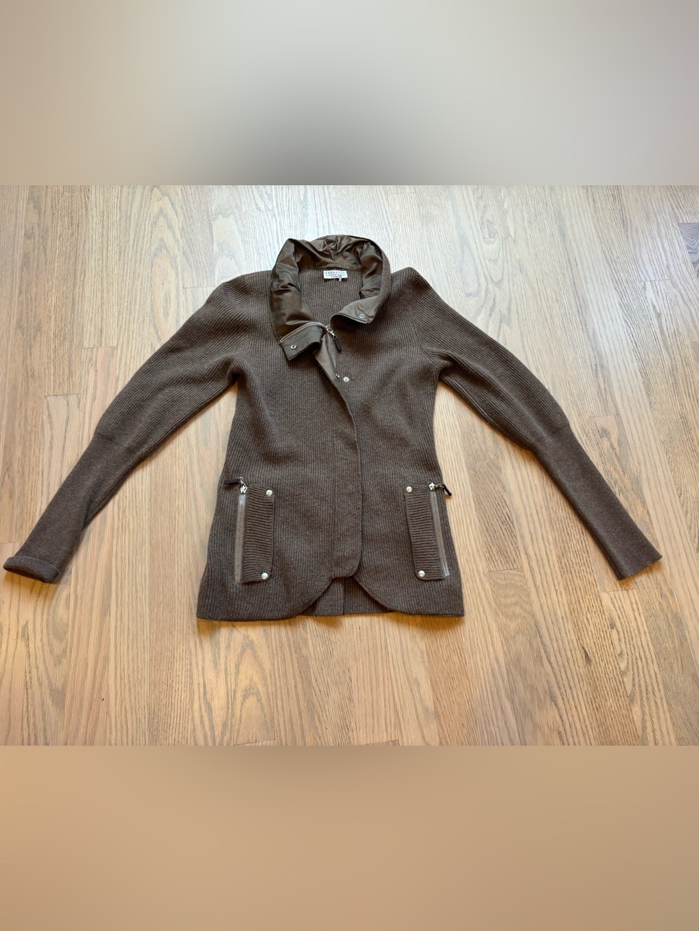 Brunello Cucinelli Brown Cashmere Zip-Front Sweater Cardigan Women’s Small